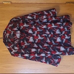 Black, Red, Gray and White Blouse Size 3X